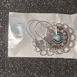 Silver and turquoise dangle earrings